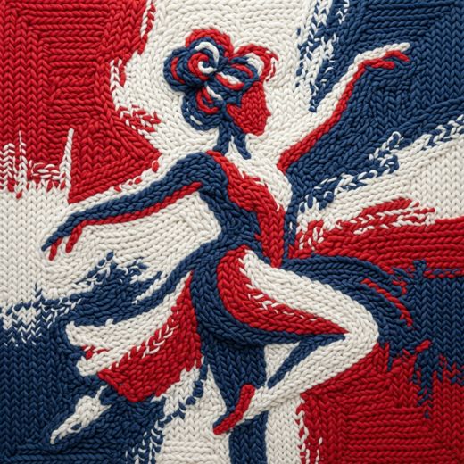 Dancing Figure Silhouette — free Icelandic Flag Portraits knitted art print