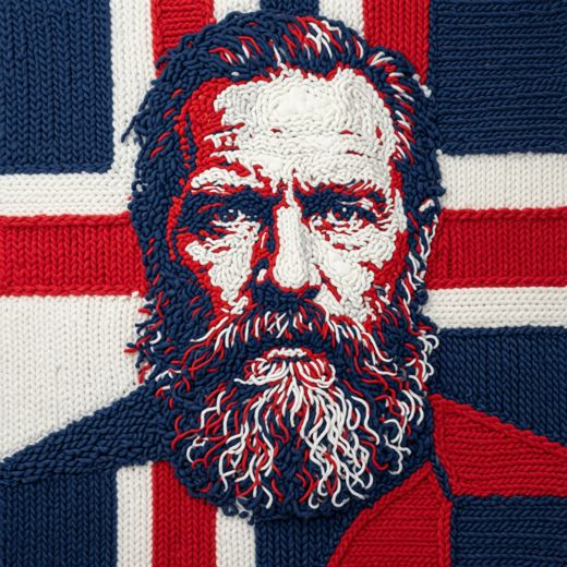 Dramatic Bearded Man Portrait — free Icelandic Flag Portraits knitted art print