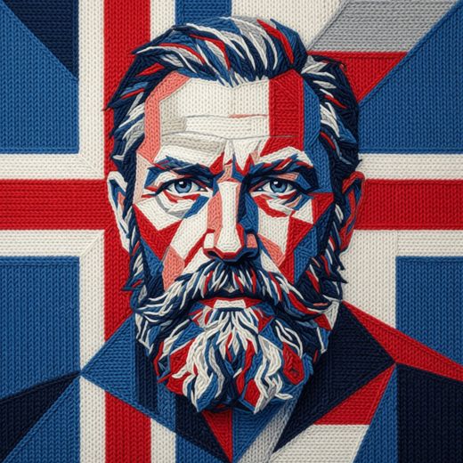 Dramatic Bearded Man Portrait — free Icelandic Flag Portraits knitted art print