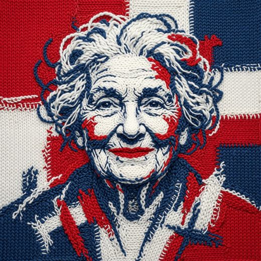 Elderly Woman Portrait — free Icelandic Flag Portraits knitted art print
