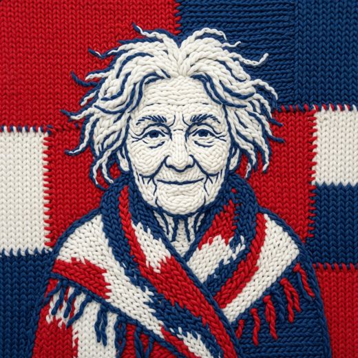 Elderly Woman With Shawl — free Icelandic Flag Portraits knitted art print