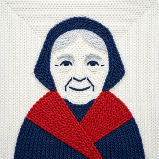 Elderly Woman With Shawl — free Icelandic Flag Portraits knitted art print