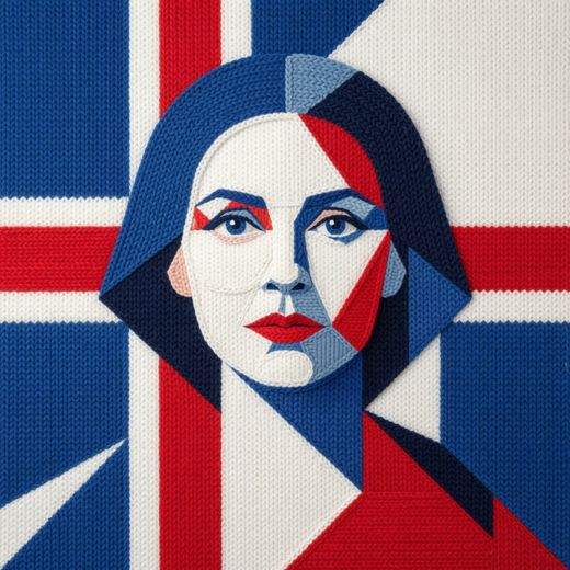 Elegant Elderly Woman Portrait — free Icelandic Flag Portraits knitted art print