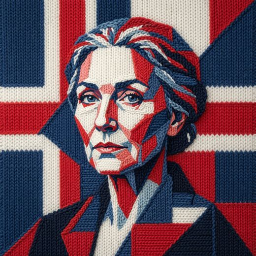 Elegant Older Woman Portrait — free Icelandic Flag Portraits knitted art print