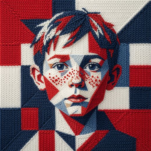 Freckled Boy Portrait — free Icelandic Flag Portraits knitted art print