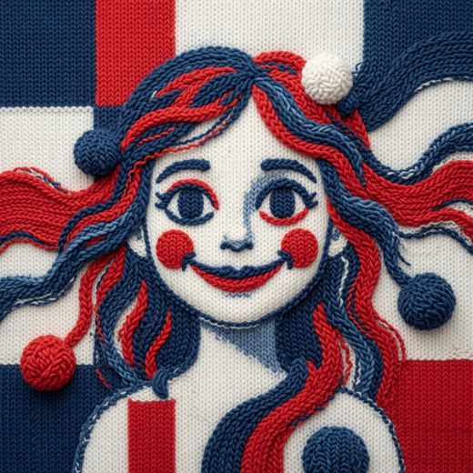 Freckled Girl Portrait — free Icelandic Flag Portraits knitted art print