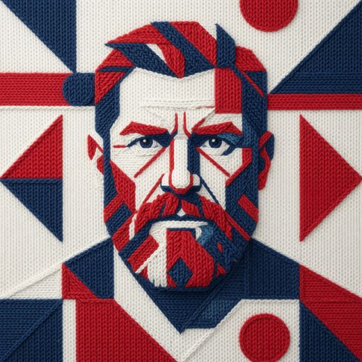 Geometric Man Portrait — free Icelandic Flag Portraits knitted art print
