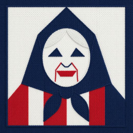 Hooded Woman Portrait — free Icelandic Flag Portraits knitted art print