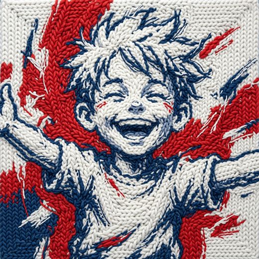 Laughing Boy Portrait — free Icelandic Flag Portraits knitted art print