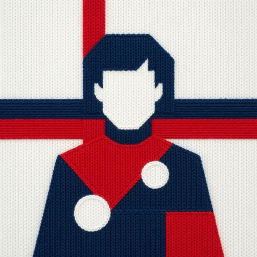 Minimalist Boy Icon — free Icelandic Flag Portraits knitted art print