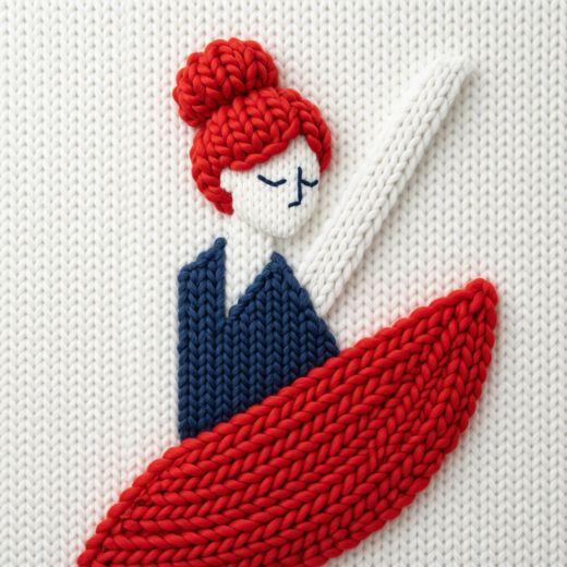 Minimalist Dancer Figure — free Icelandic Flag Portraits knitted art print