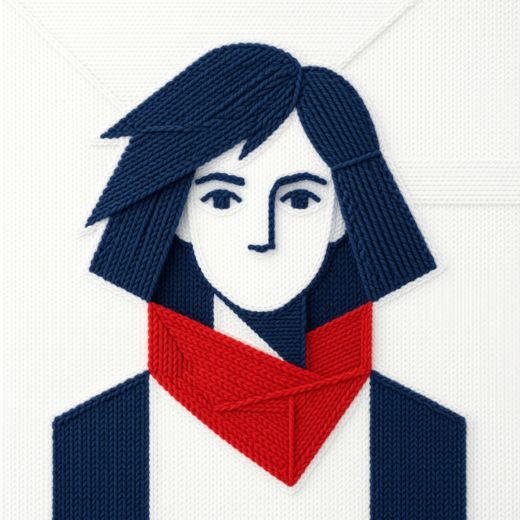 Minimalist Girl Icon — free Icelandic Flag Portraits knitted art print