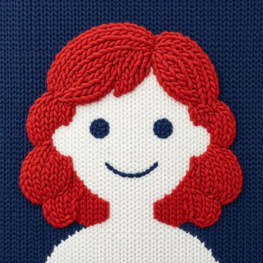 Minimalist Girl Icon Red Hair — free Icelandic Flag Portraits knitted art print