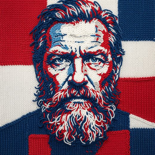 Older Bearded Man Portrait — free Icelandic Flag Portraits knitted art print