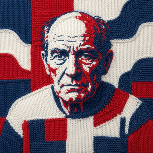 Older Man Portrait — free Icelandic Flag Portraits knitted art print
