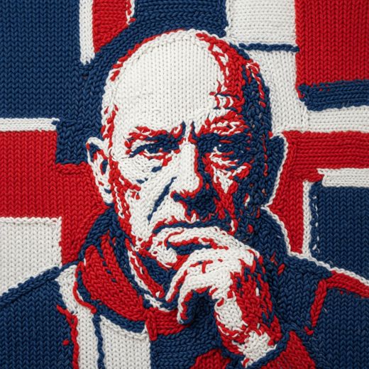 Older Man Portrait — free Icelandic Flag Portraits knitted art print