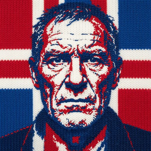 Older Man Portrait — free Icelandic Flag Portraits knitted art print