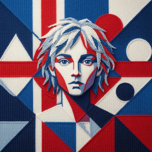 Person Geometric Portrait — free Icelandic Flag Portraits knitted art print