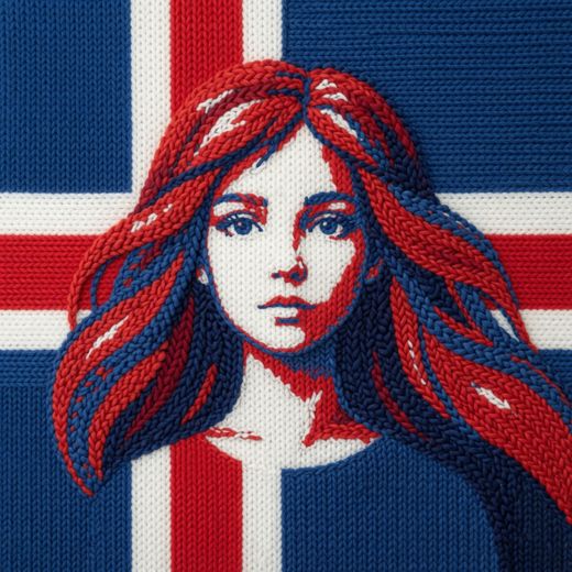 Red Haired Woman Portrait — free Icelandic Flag Portraits knitted art print
