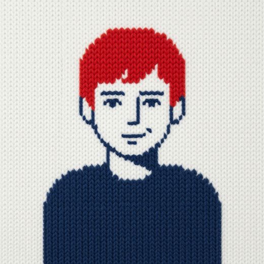Simple Boy Line Portrait — free Icelandic Flag Portraits knitted art print