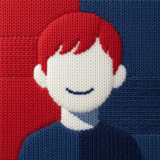 Simple Boy Portrait Red Background — free Icelandic Flag Portraits knitted art print