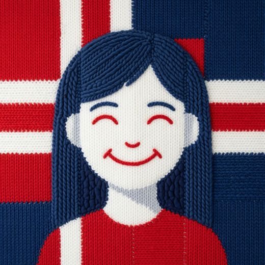 Smiling Girl Portrait — free Icelandic Flag Portraits knitted art print