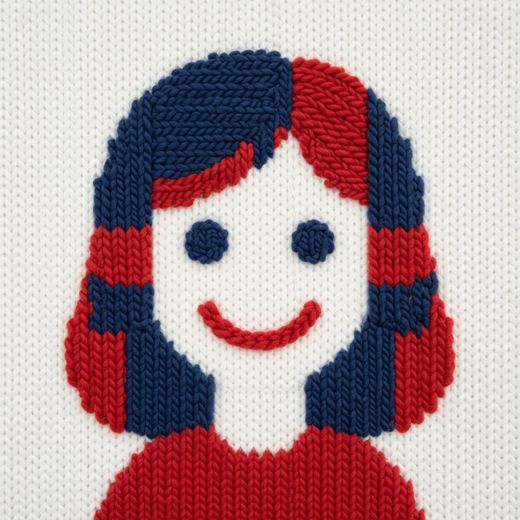 Smiling Girl Simple Portrait — free Icelandic Flag Portraits knitted art print