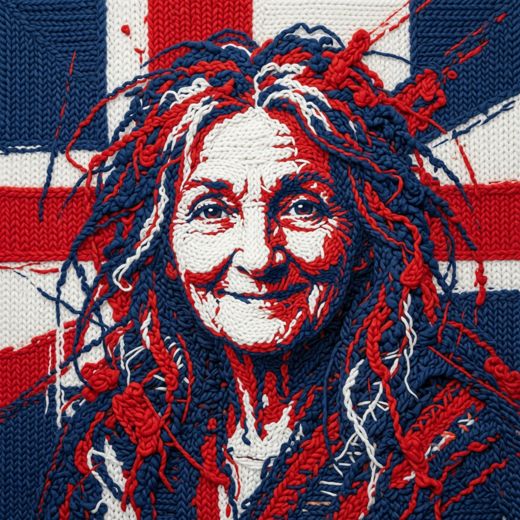 Smiling Woman Portrait — free Icelandic Flag Portraits knitted art print
