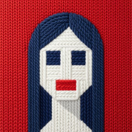 Stylized Woman Face — free Icelandic Flag Portraits knitted art print