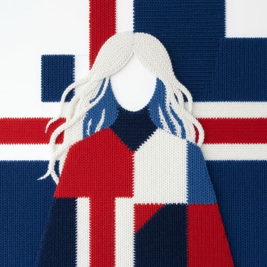Woman Covering Face — free Icelandic Flag Portraits knitted art print