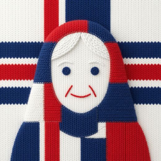 Woman Figure Flag Scarf — free Icelandic Flag Portraits knitted art print