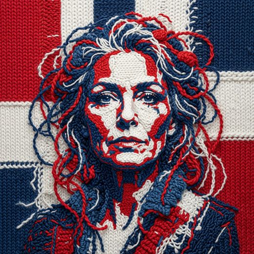 Woman Flag Pattern Portrait — free Icelandic Flag Portraits knitted art print