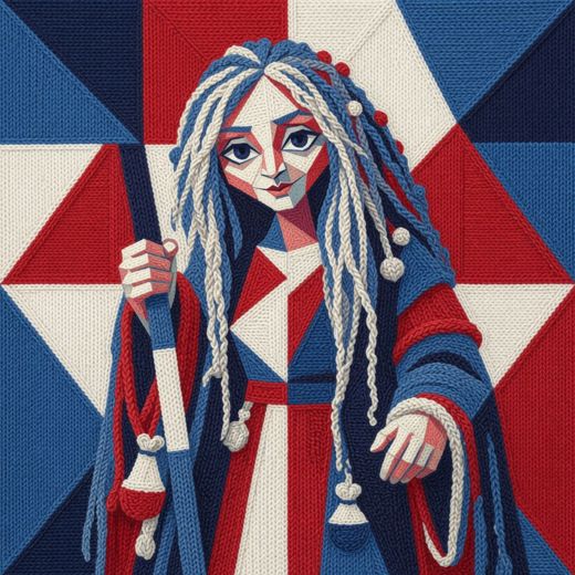 Woman In Traditional Dress — free Icelandic Flag Portraits knitted art print