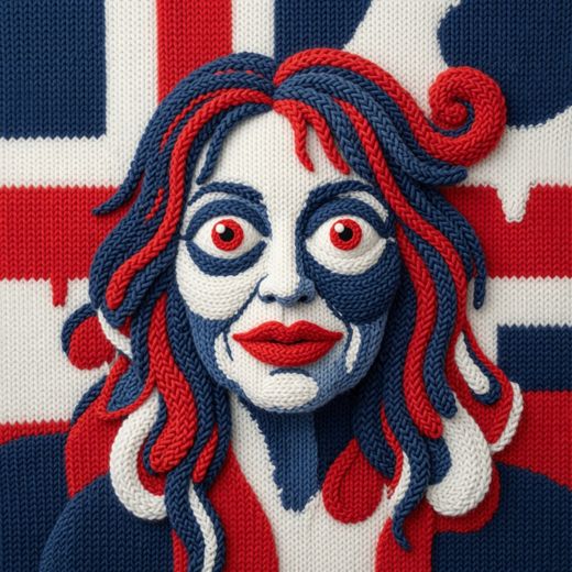 Woman With Big Eyes — free Icelandic Flag Portraits knitted art print