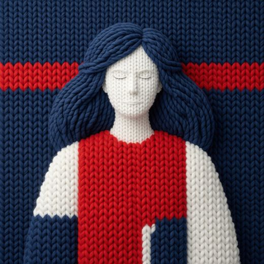 Woman With Closed Eyes — free Icelandic Flag Portraits knitted art print