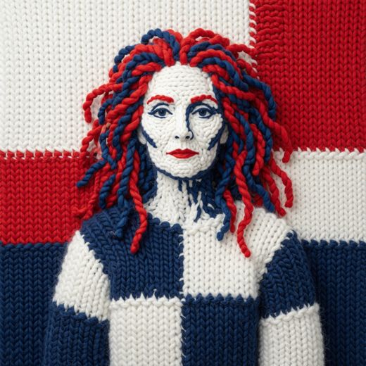 Woman With Curly Hair — free Icelandic Flag Portraits knitted art print