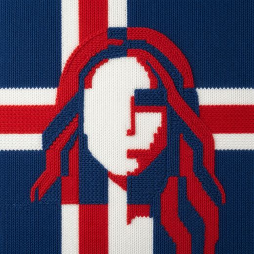 Woman With Flowing Hair — free Icelandic Flag Portraits knitted art print