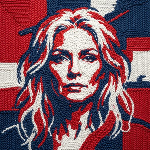 Woman With Long Flowing Hair — free Icelandic Flag Portraits knitted art print