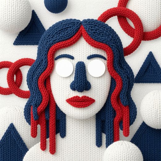 Woman With Red Rings — free Icelandic Flag Portraits knitted art print