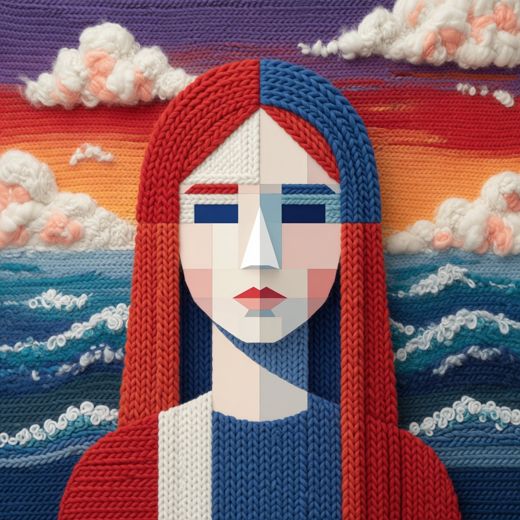 Woman With Sunset Background — free Icelandic Flag Portraits knitted art print