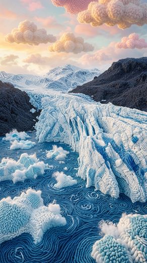Aerial Glacier Ice Sheet — free Landscapes & Waterfalls knitted art print