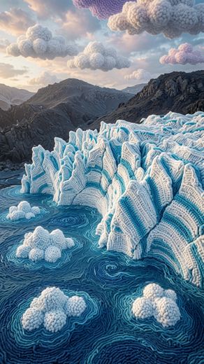Glacier Iceberg Field — free Landscapes & Waterfalls knitted art print
