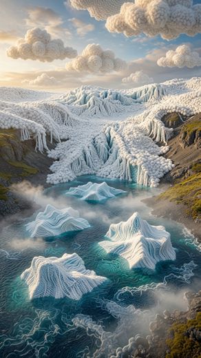 Glacier Lagoon With Icebergs — free Landscapes & Waterfalls knitted art print