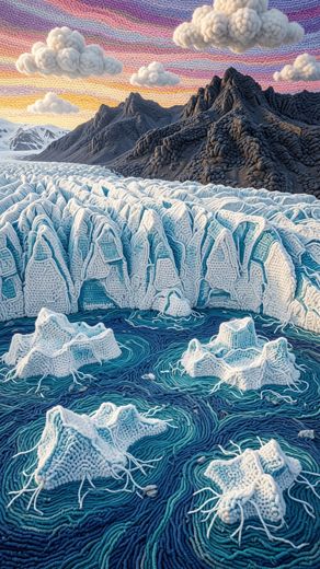 Glacier Tongue Mountain — free Landscapes & Waterfalls knitted art print