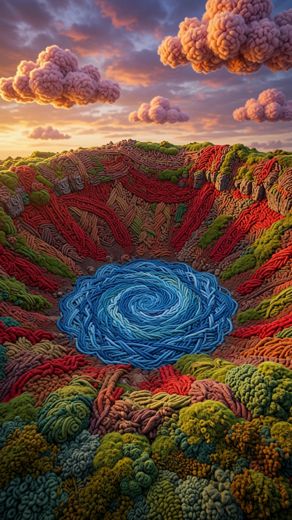 Spiral Geothermal Crater — free Landscapes & Waterfalls knitted art print