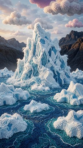 Tall Dramatic Iceberg Spire — free Landscapes & Waterfalls knitted art print