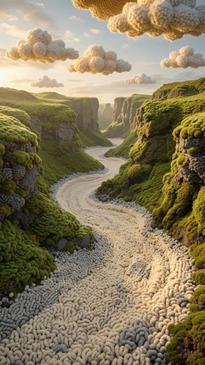 Winding River Valley — free Landscapes & Waterfalls knitted art print