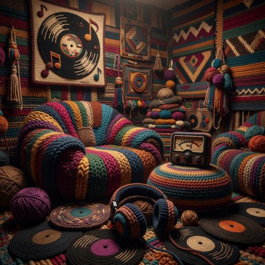 Crocheted Birdcage Aviary Room — free Maximalist Yarn Rooms knitted art print