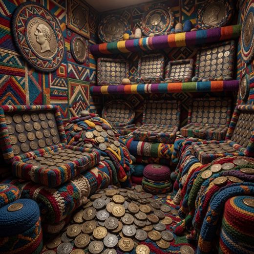 Crocheted Movie Theater Seating — free Maximalist Yarn Rooms knitted art print