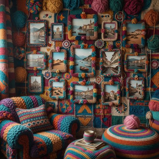 Crocheted Photo Frame Room — free Maximalist Yarn Rooms knitted art print
